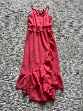 Paper Doll | Girls Pink Ruffle High-Low Dress, 10